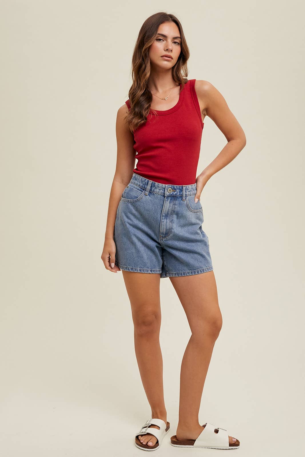 CLASSIC DENIM MOM SHORTS / WL24-8665