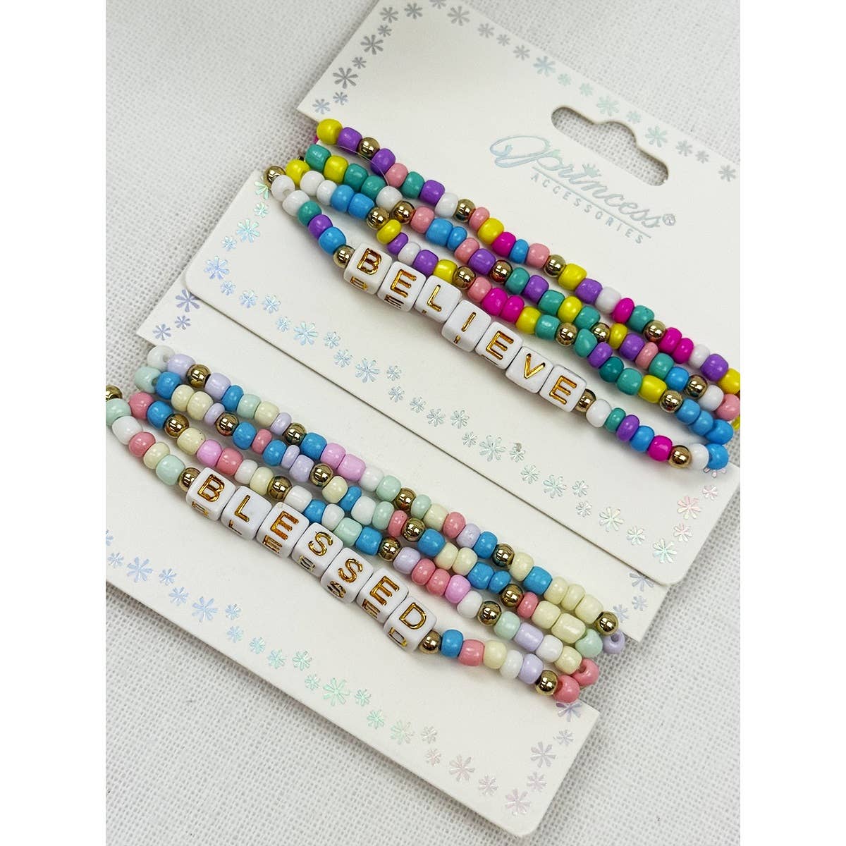 BELIEVE and BLESSED layered Stretch Bracelets
