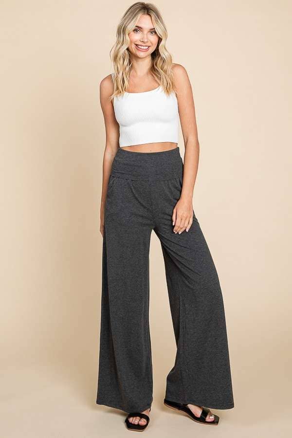 CJP1763 - FOLDABLE WAIST BAND PALAZZO PANTS