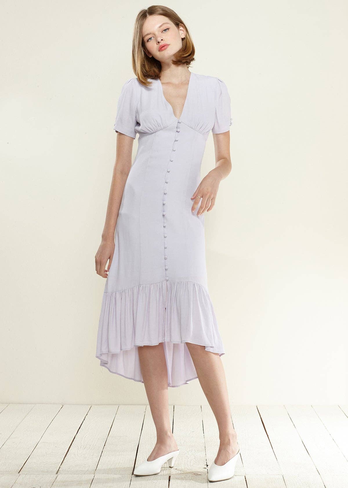 Nurode's V-Neck Mermaid Button Down Maxi Dress
