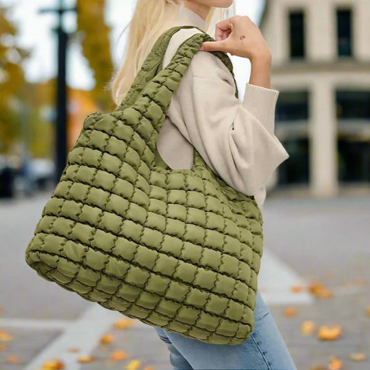 Olive quilted Puffer Bag