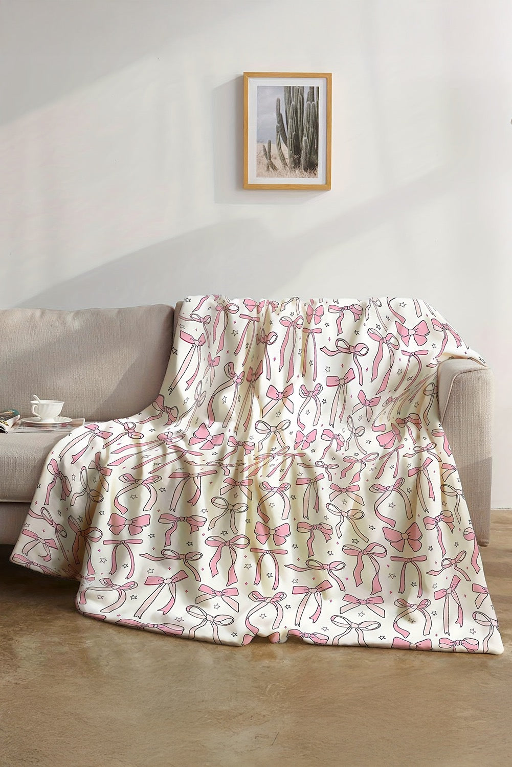 Sweet pink bows print large sofa blanket