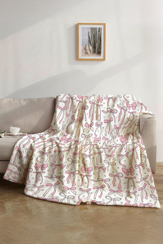 Sweet pink bows print large sofa blanket