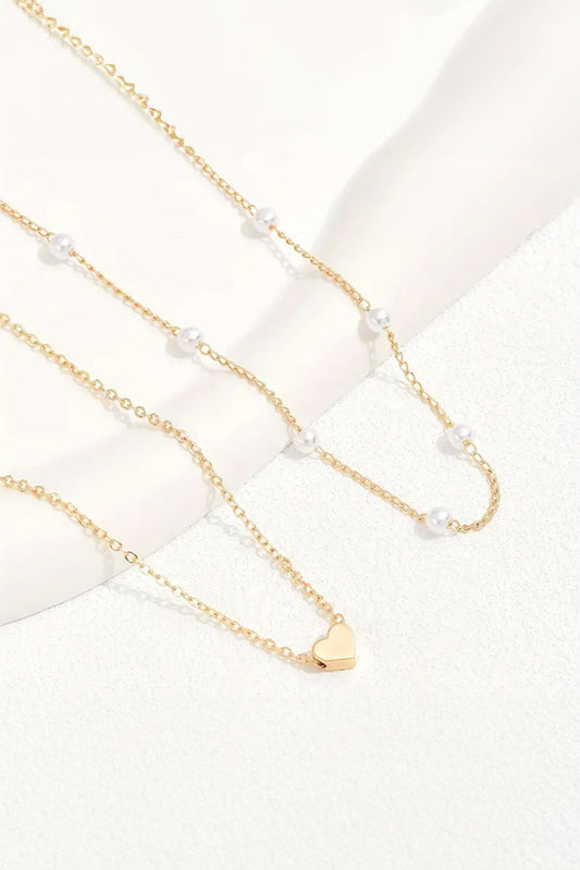 Gold plated heart and pearl necklace