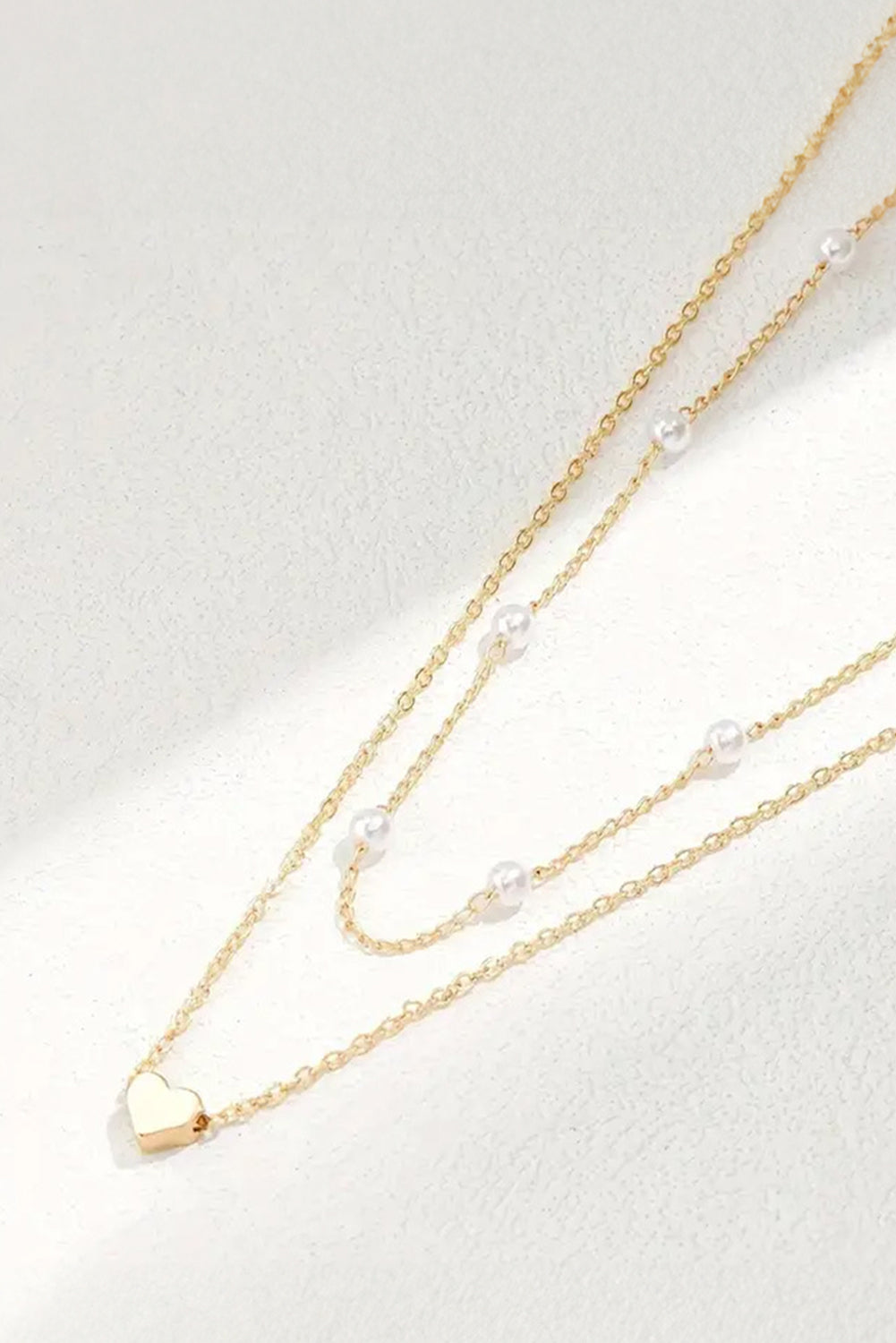 Gold plated heart and pearl necklace