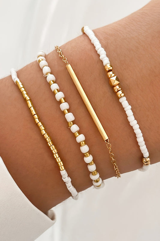 Gold Tiny Beaded Bracelet Set
