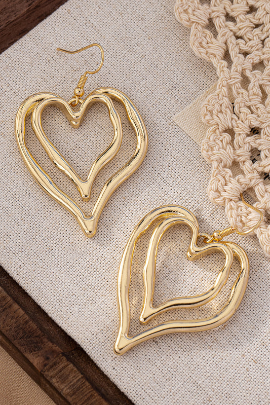 Gold double heart earrings