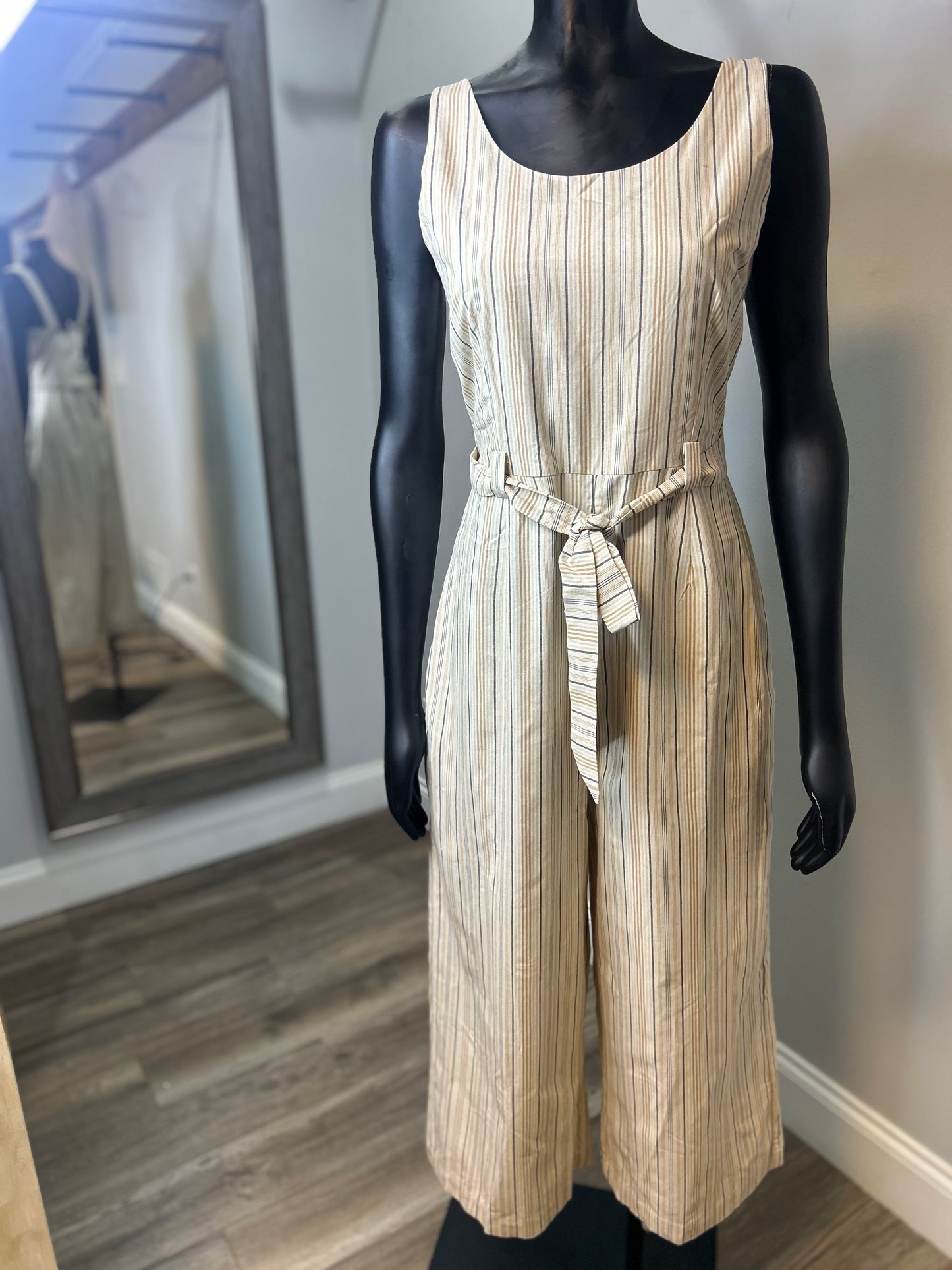 Striped Belted Jumpsuit