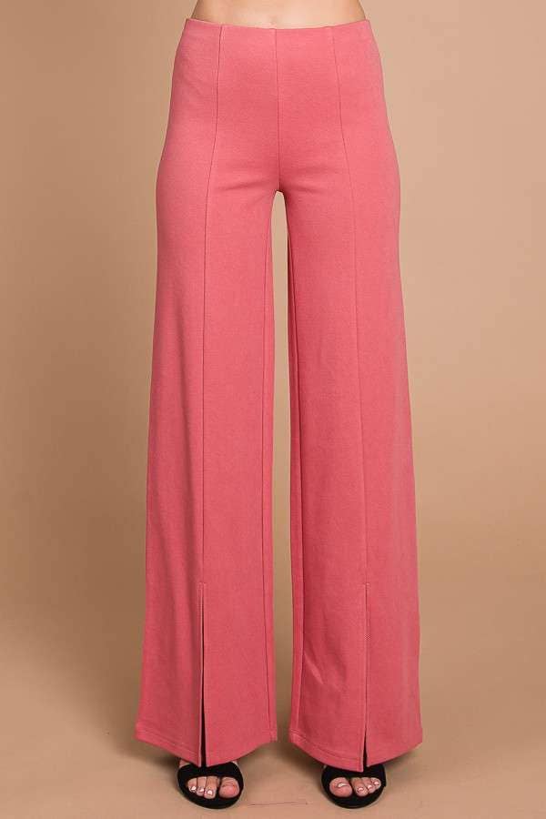 CJP1810 - HIGH WAIST SLIT FRONT WIDE PANTS