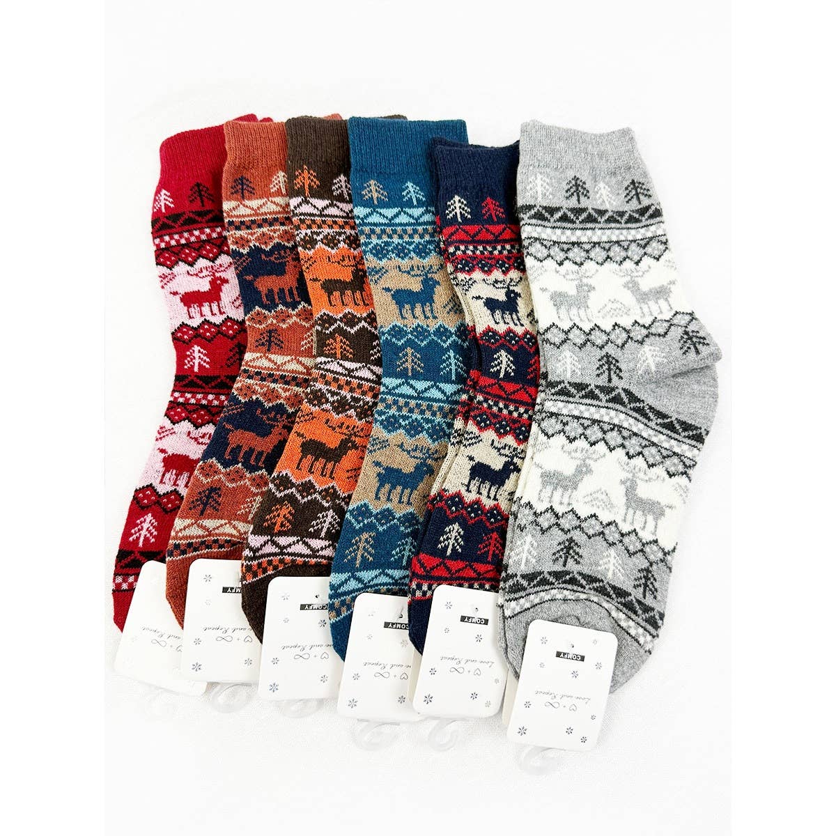 Reindeer Print Cozy Cabin Socks