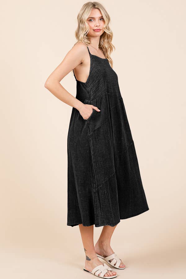 CWD2138MW - ASYMMETRY TIERED DOWN MIDI SLIP DRESS