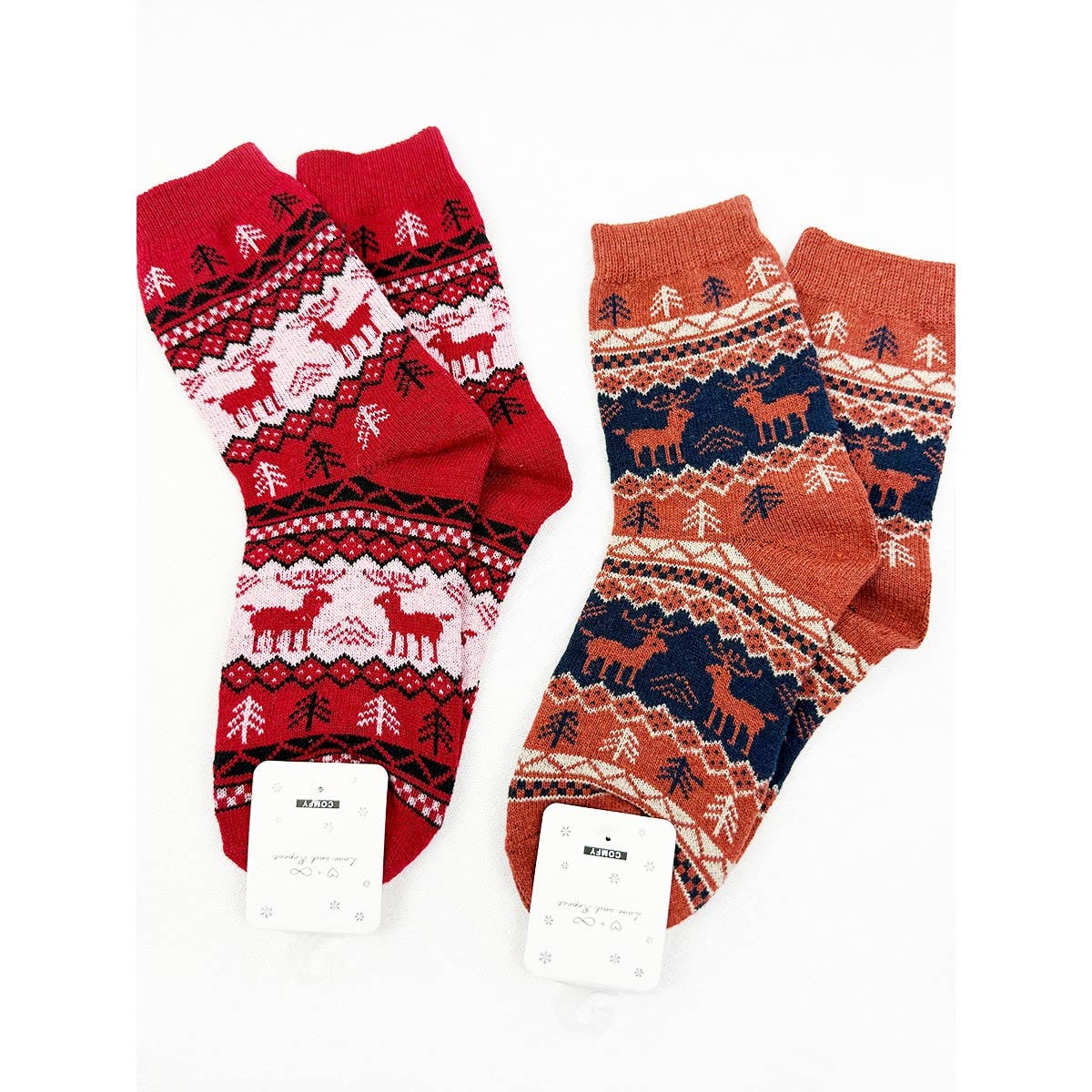 Reindeer Print Cozy Cabin Socks