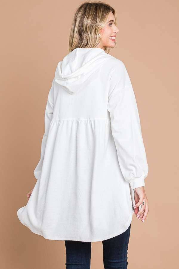 CFH1932L - OVERSIZED RUCHING HOODIE TOP