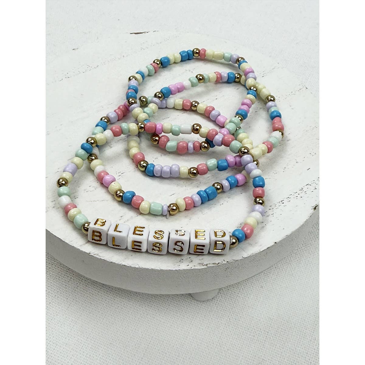 BELIEVE and BLESSED layered Stretch Bracelets