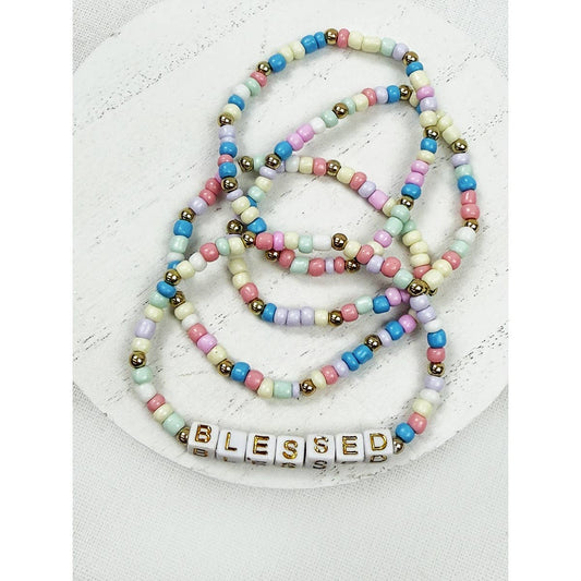 BELIEVE and BLESSED layered Stretch Bracelets