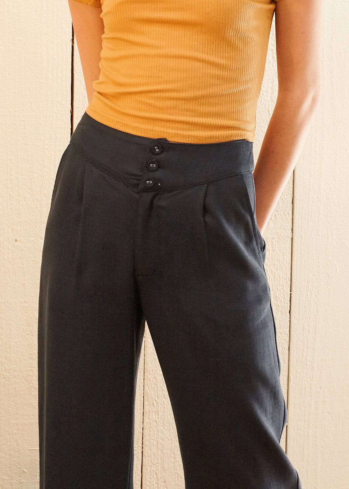 Nurode's Fringe Hem Cropped Pants in Navy