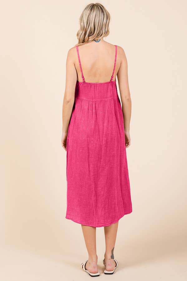 CWD2138MW - ASYMMETRY TIERED DOWN MIDI SLIP DRESS