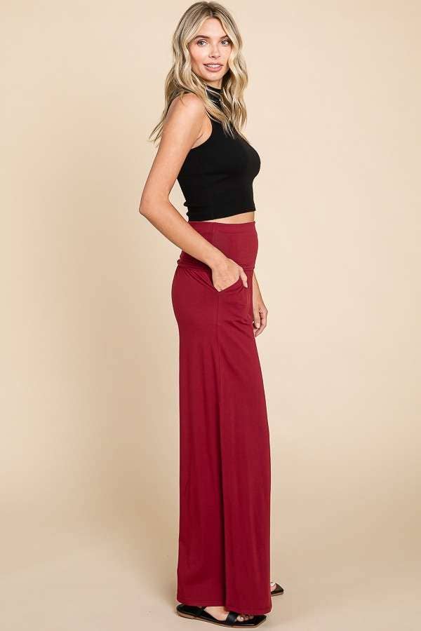 CJP1763 - FOLDABLE WAIST BAND PALAZZO PANTS