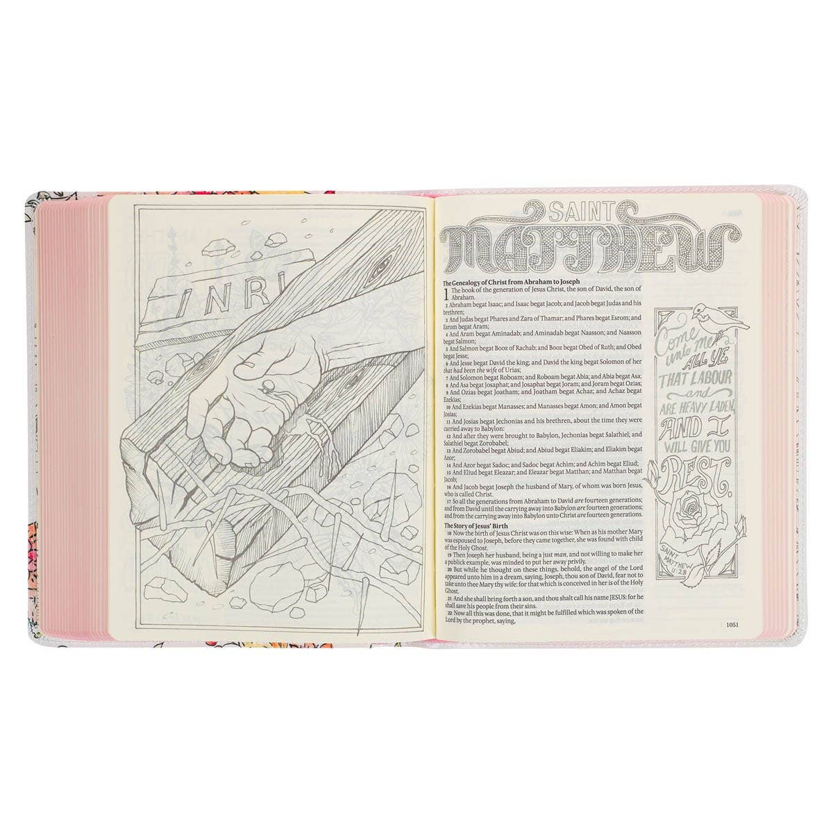 KJV My Creative Bible Faux Leather, White Floral Printed