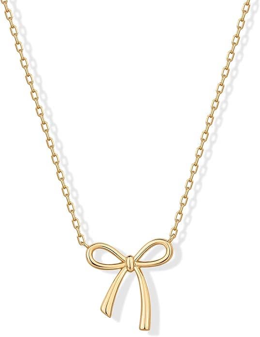 Dainty "Saved By Grace" 14k Gold Inspirational Bow Necklace