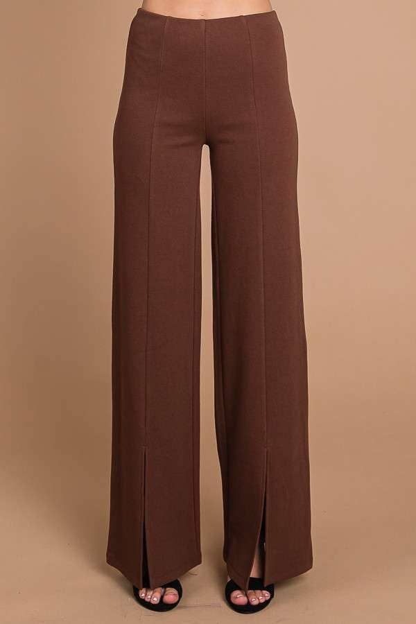 CJP1810 - HIGH WAIST SLIT FRONT WIDE PANTS