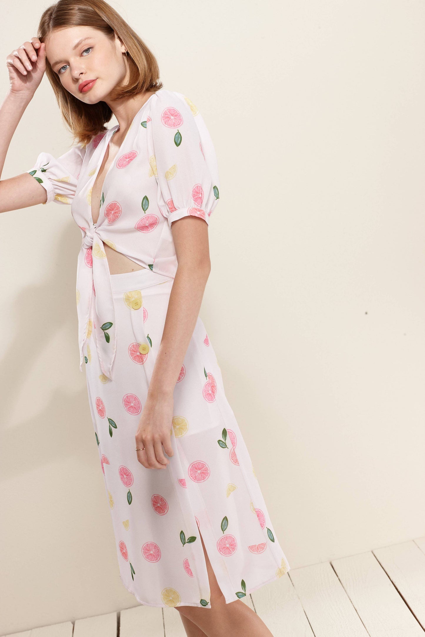 Nurode's Fruit Punch Button Front Midi Skirt